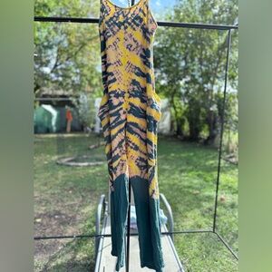 Electric & Rose Yellow and Green Tie-Dye Jumpsuit